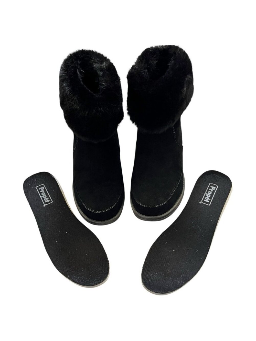 Propet Tabitha Black Ankle Boots Womens Sz 10W Zip Closure Faux-Fur Collar - Picture 3 of 7